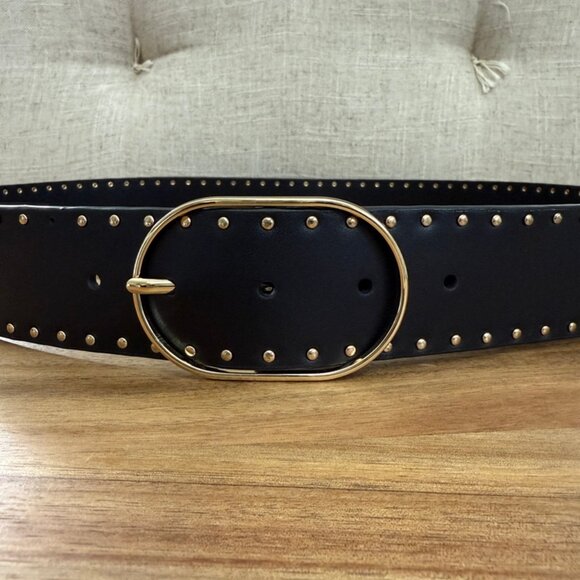 Banana Republic Studded leather Belt- black with gold studs - Picture 5 of 8